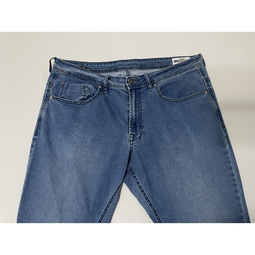 Buffalo David Britton Axel Jeans Mens 36x34 Slim Stretch Straight Light Wash - Picture 2 of 7